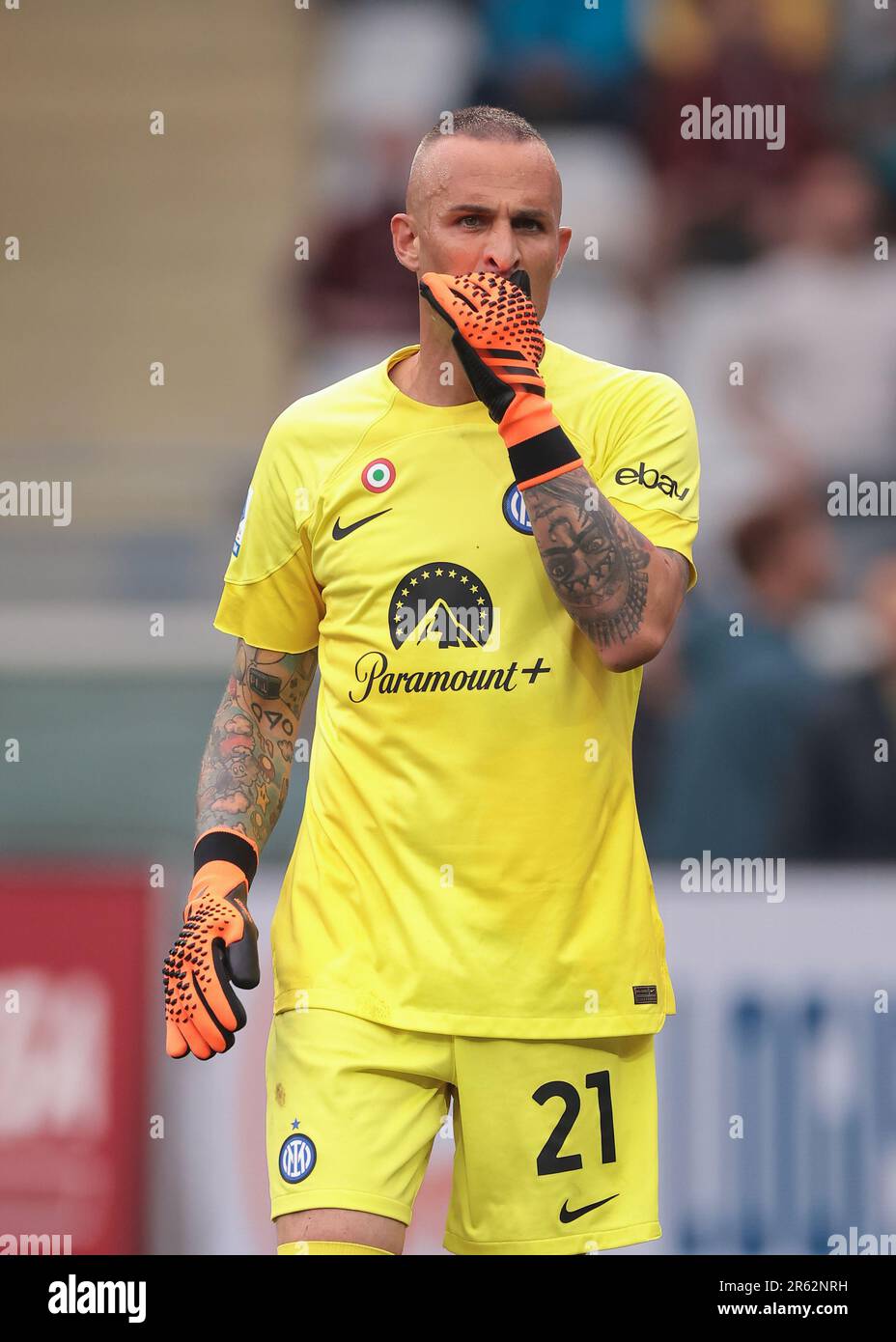 Turín, Italia, 3 de junio de 2023. Alex Cordaz del FC Internazionale reacciona durante el partido de la Serie A en el Stadio Grande Torino, Turín. El crédito de la imagen debe leer: Jonathan Moscrop / Sportimage Foto de stock