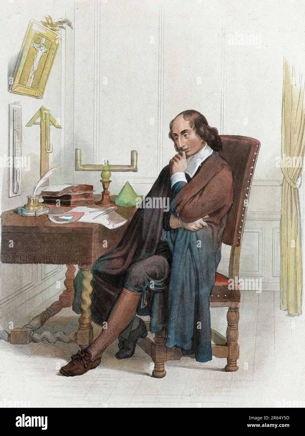 Retrato de Blaise Pascal, philosophe, mathématicien et physicien francais (1623-1662). huecograbado versión 1830 Foto de stock
