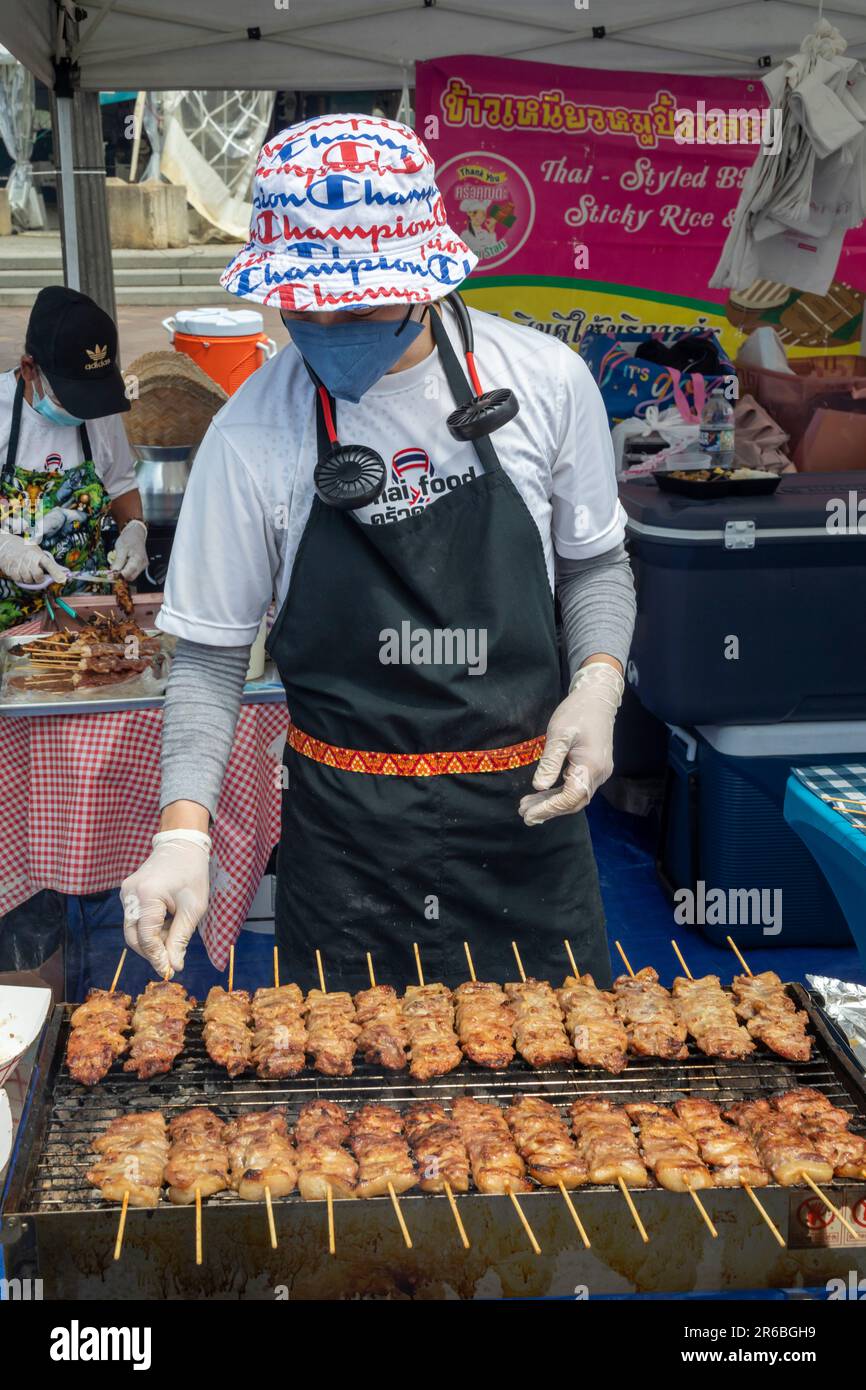 Washington, DC - Un puesto de comida en la Fiesta Asia Street Fair. El festival anual ofrece entretenimiento y comida de más de 20 culturas panasiáticas Foto de stock