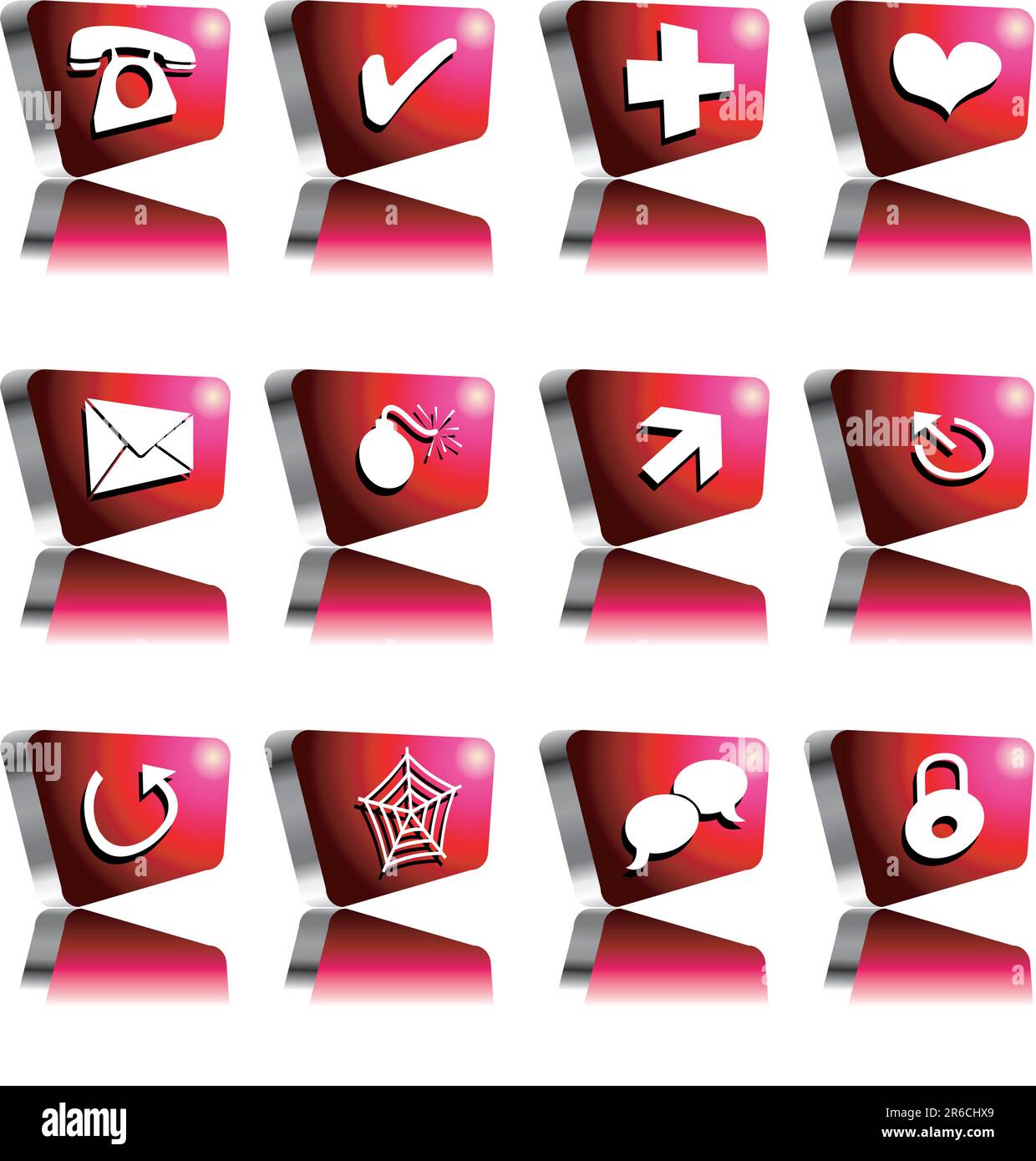 ilustración vectorial para un conjunto de icono de computadora en caja roja y plateada Ilustración del Vector