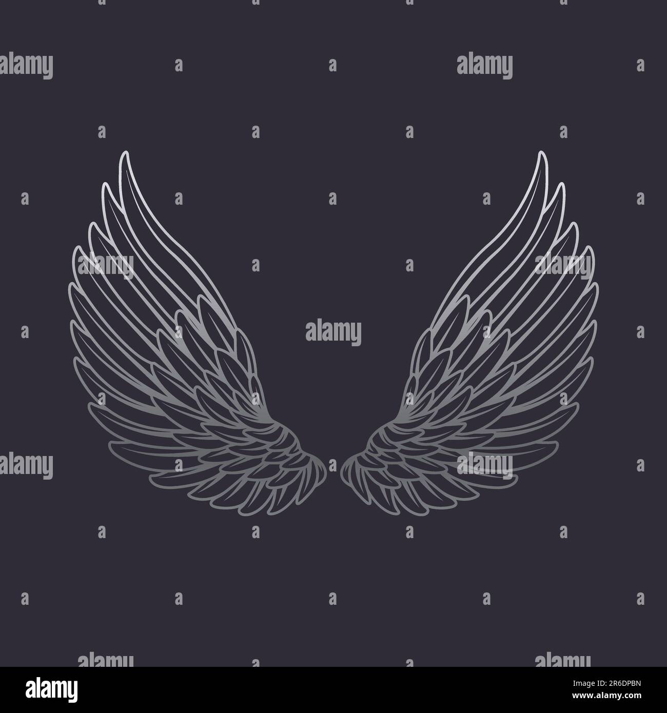 Conjunto de alas de ángel sobre un fondo blanco. La caligrafía ilustración  vectorial EPS10 Imagen Vector de stock - Alamy