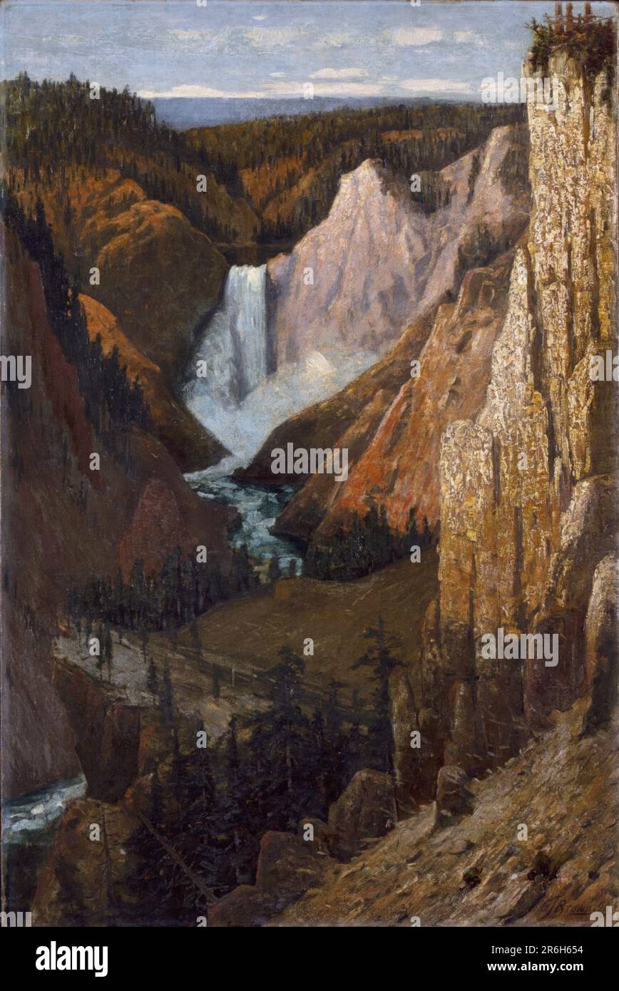 Vista de Lower Falls, Gran Cañón de Yellowstone. Fecha: 1890. óleo sobre lienzo. Museo: Museo Smithsonian de Arte Americano. Foto de stock