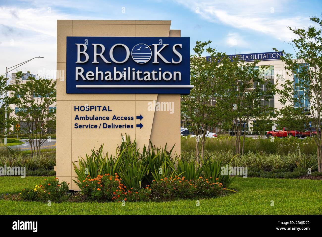 Rehabilitación de Brooks (que ofrece terapia física, ocupacional y del habla) en Bartram Park en Jacksonville, Florida. (EE.UU.) Foto de stock