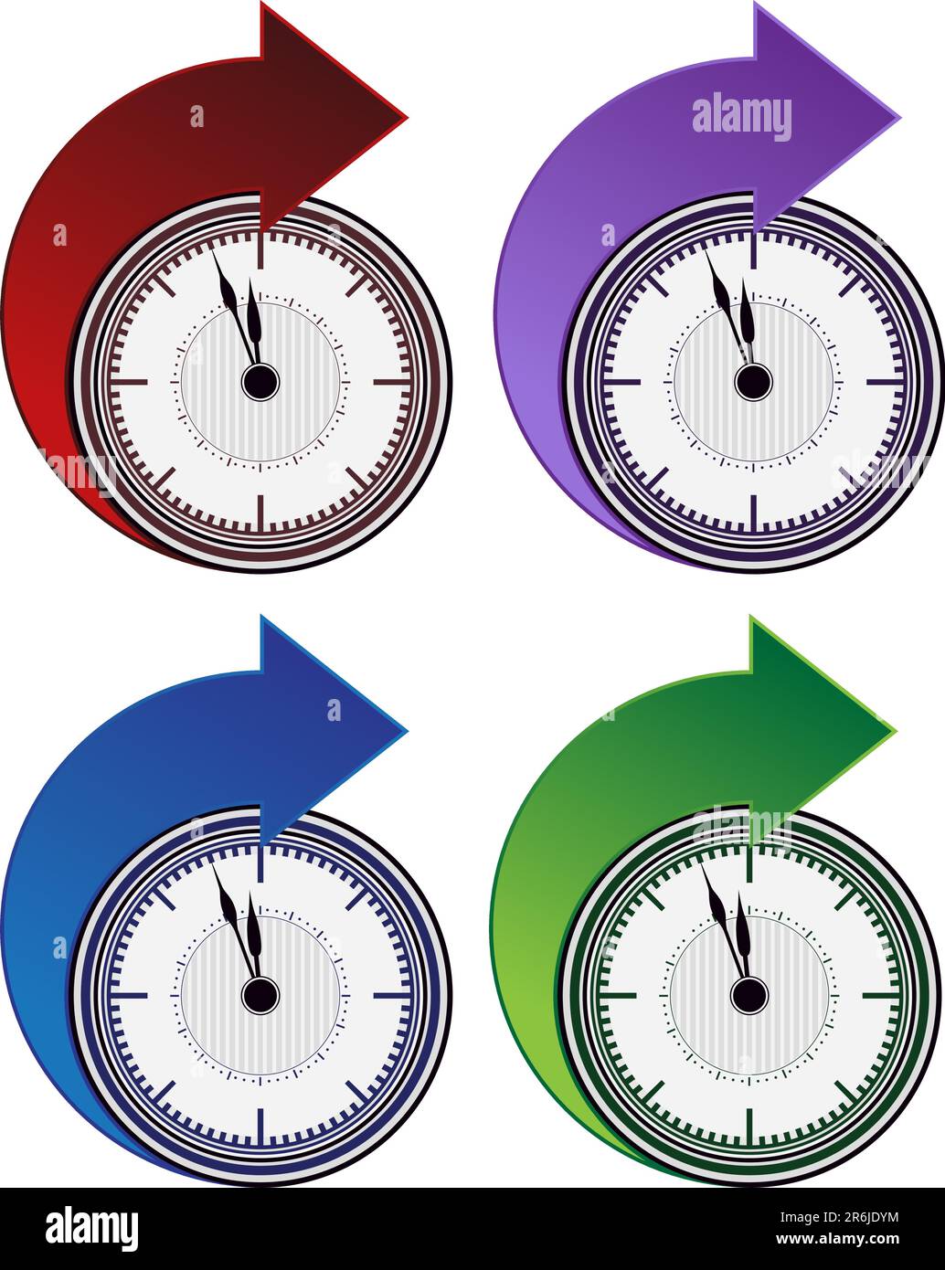 Una imagen de un reloj de avance conjunto de flecha. Ilustración del Vector