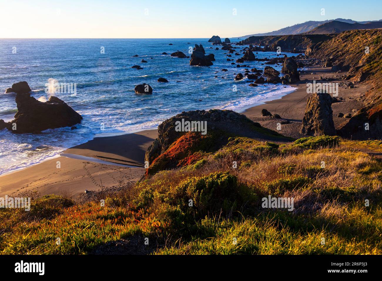 Acantilados costeros en la costa de Sonoma, California Foto de stock