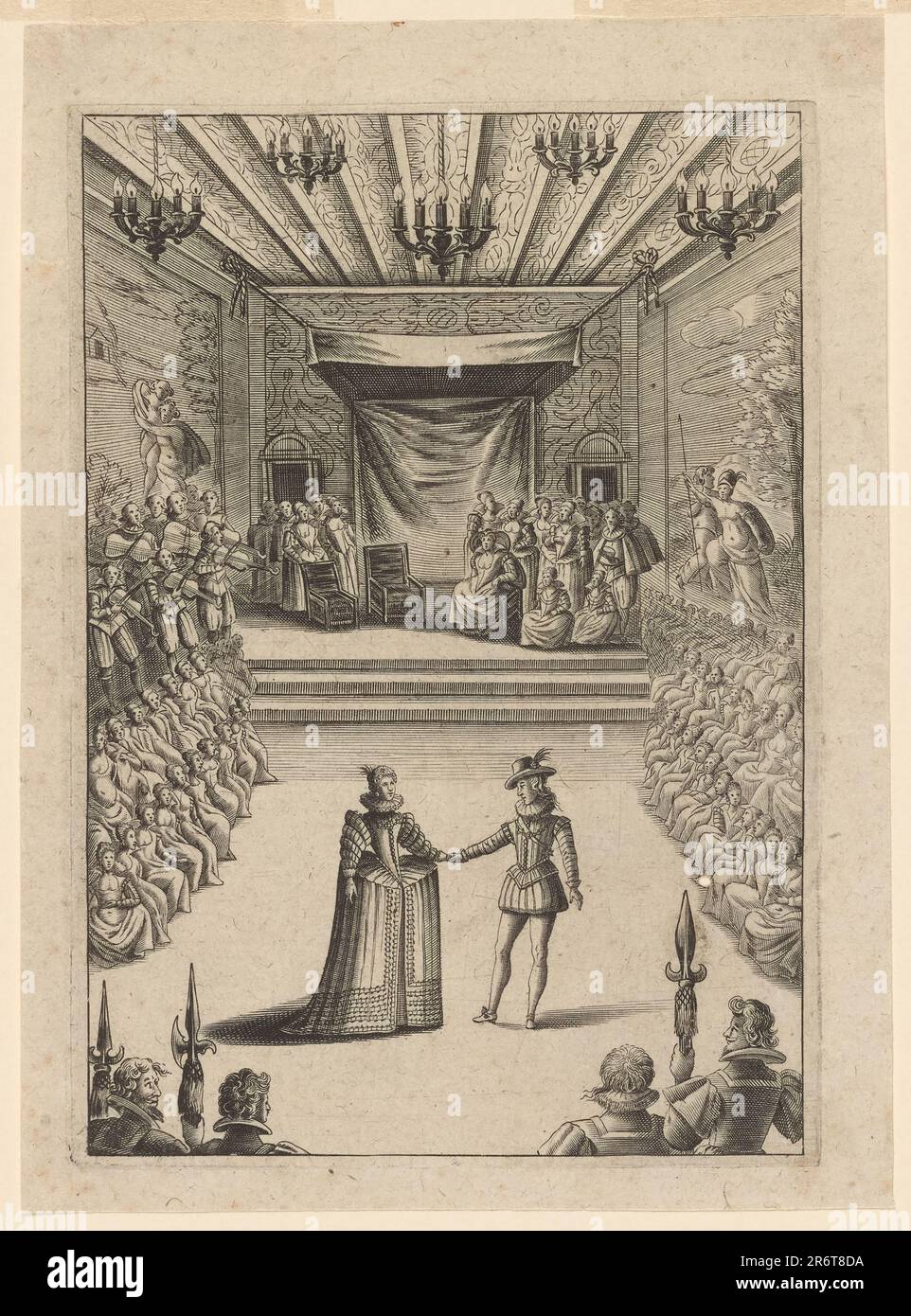 Luis XIII bailando en el Louvre con Ana de Austria. Museo: COLECCIÓN PRIVADA. Autor: ANONYMOUS. Foto de stock