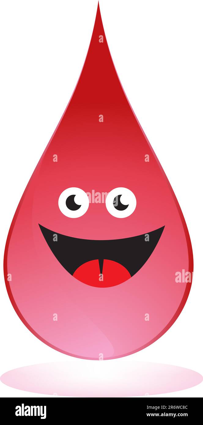 Imagen de dibujos animados de una gota sonriente de sangre. Ilustración del Vector