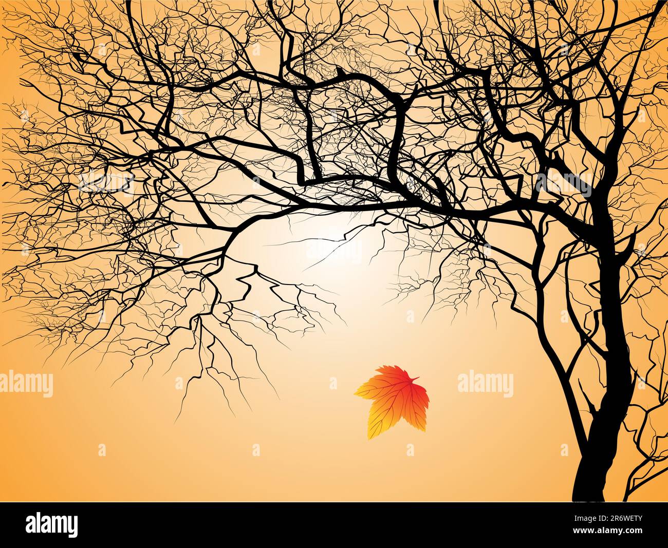 Árbol sin hojas sobre un fondo de otoño Ilustración del Vector