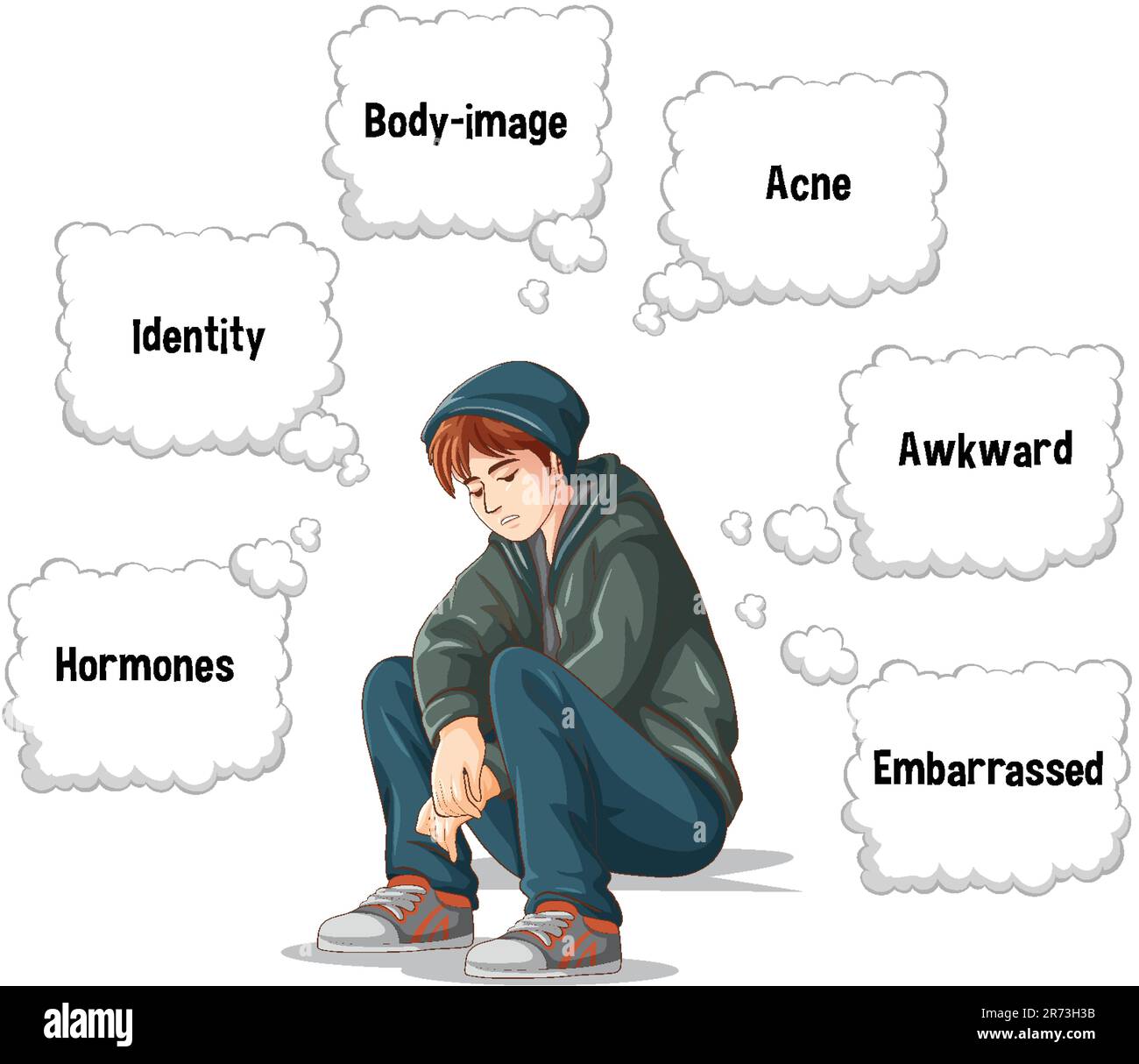 Adolescente con ilustración de cambios emocionales y físicos Imagen ...