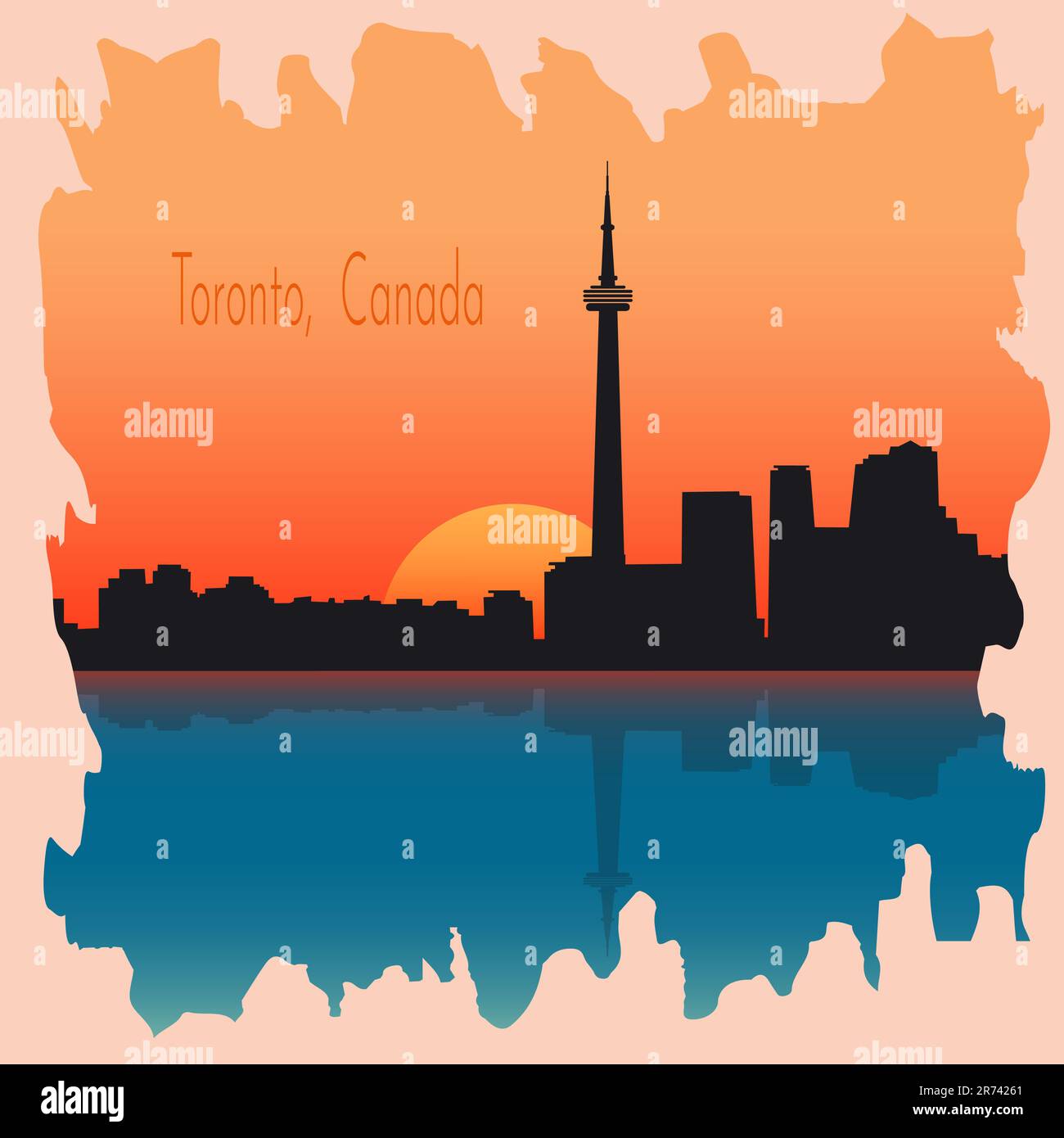 Canadá, horizonte de la ciudad de Toronto. Edificios de estilo retro en silueta. Ilustración vectorial. Ilustración del Vector