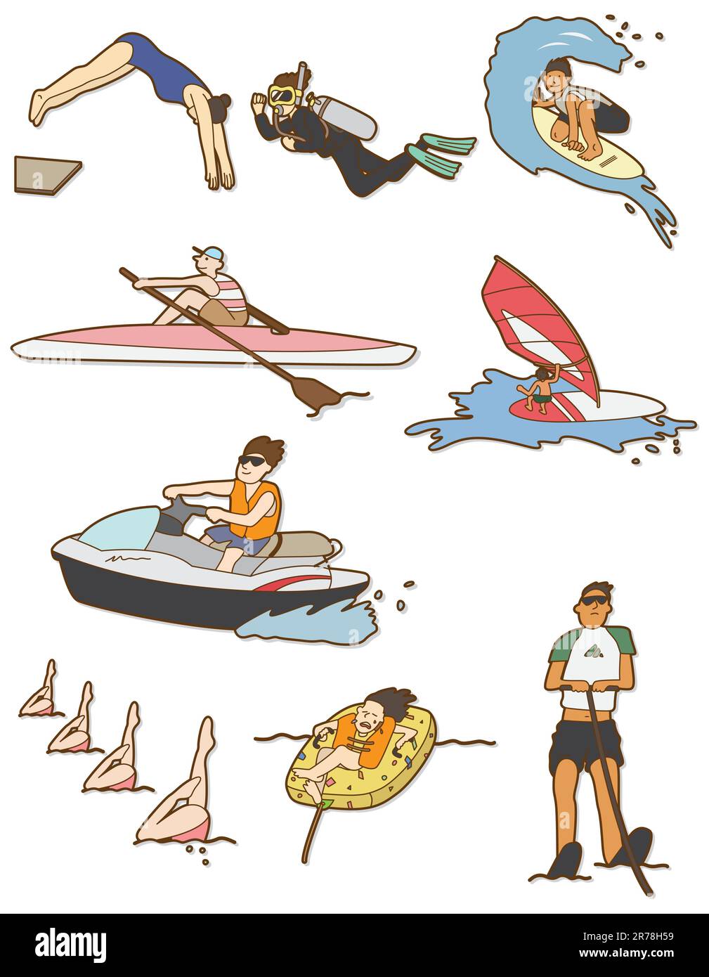 icono de deporte acuático de dibujos animados Ilustración del Vector