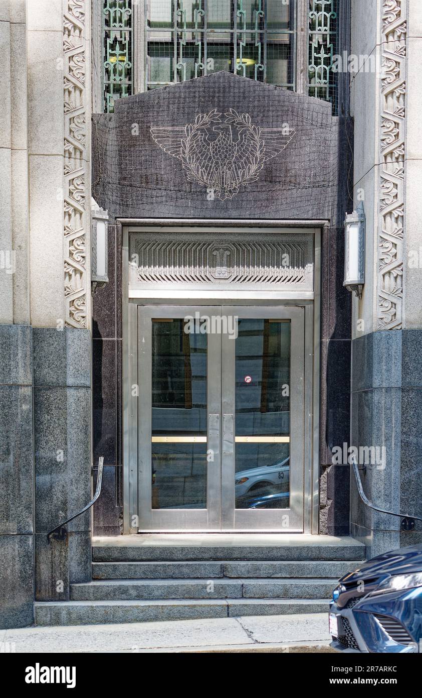 John W. McCormack Post Office and Court House, 5 Post Office Square, es un hito del Art Deco que alberga oficinas gubernamentales. Foto de stock