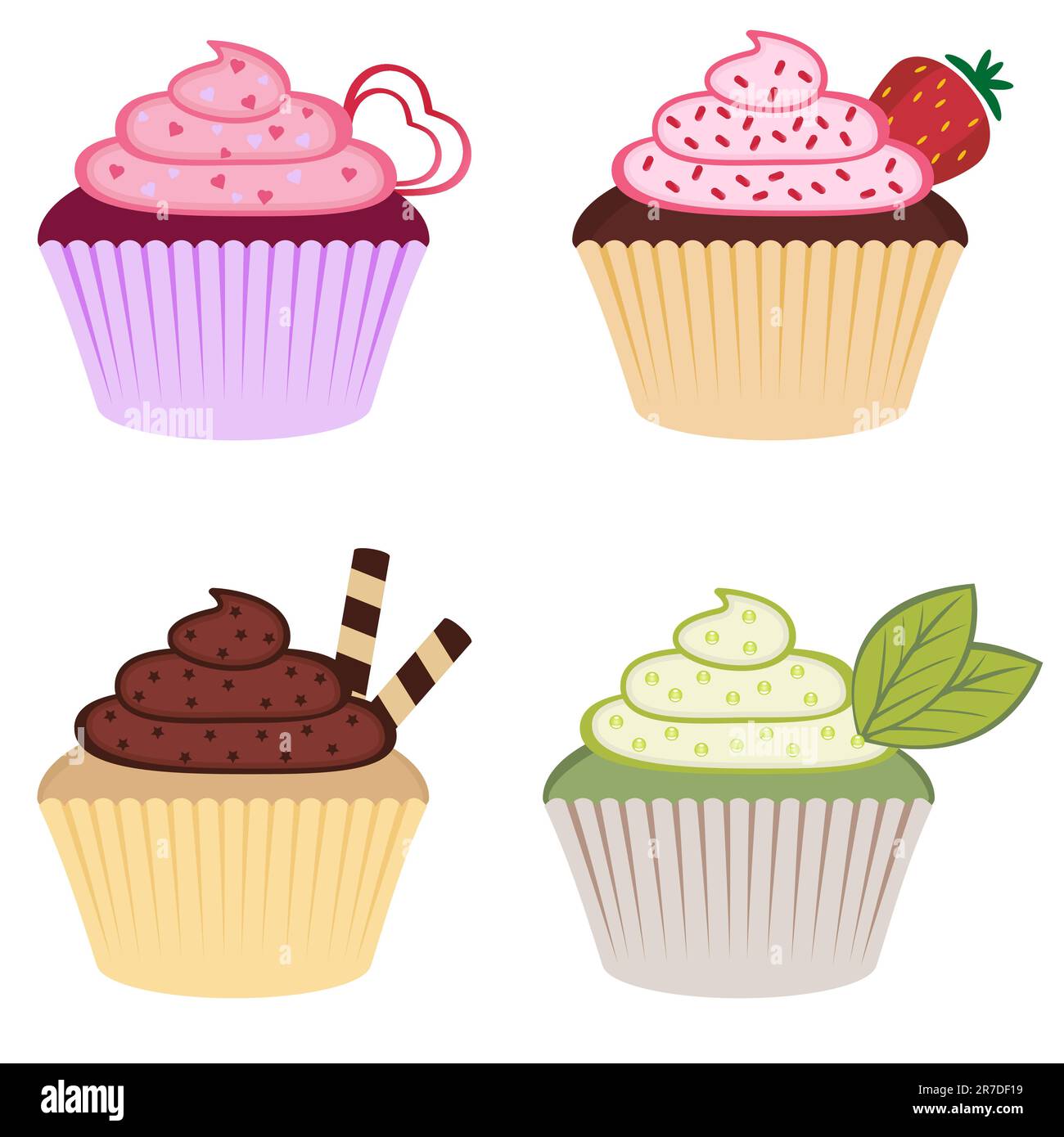 Dulces cupcakes coloridos Ilustración del Vector