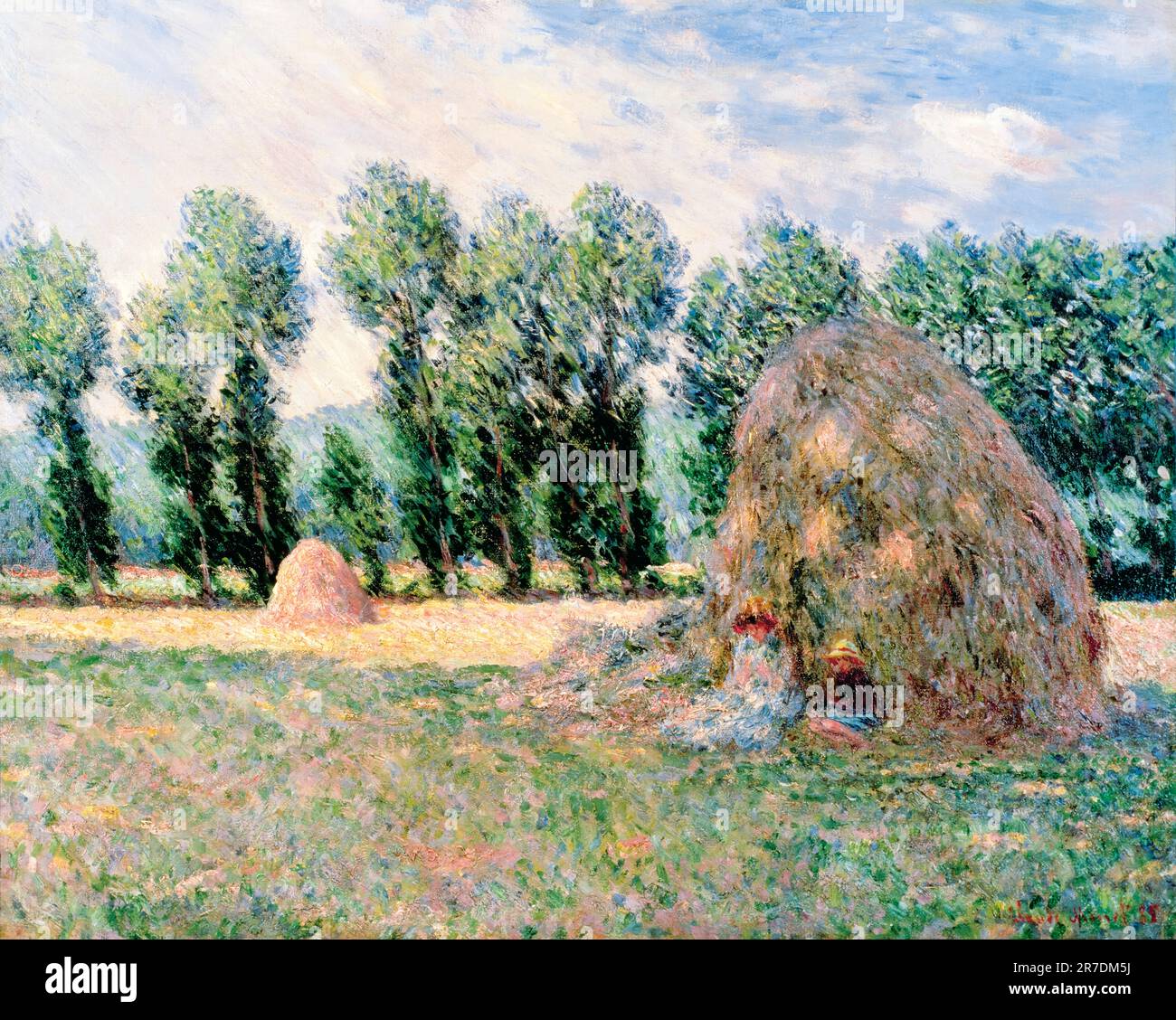 Claude Monet, Haystacks, pintura al óleo sobre lienzo, 1885 Foto de stock