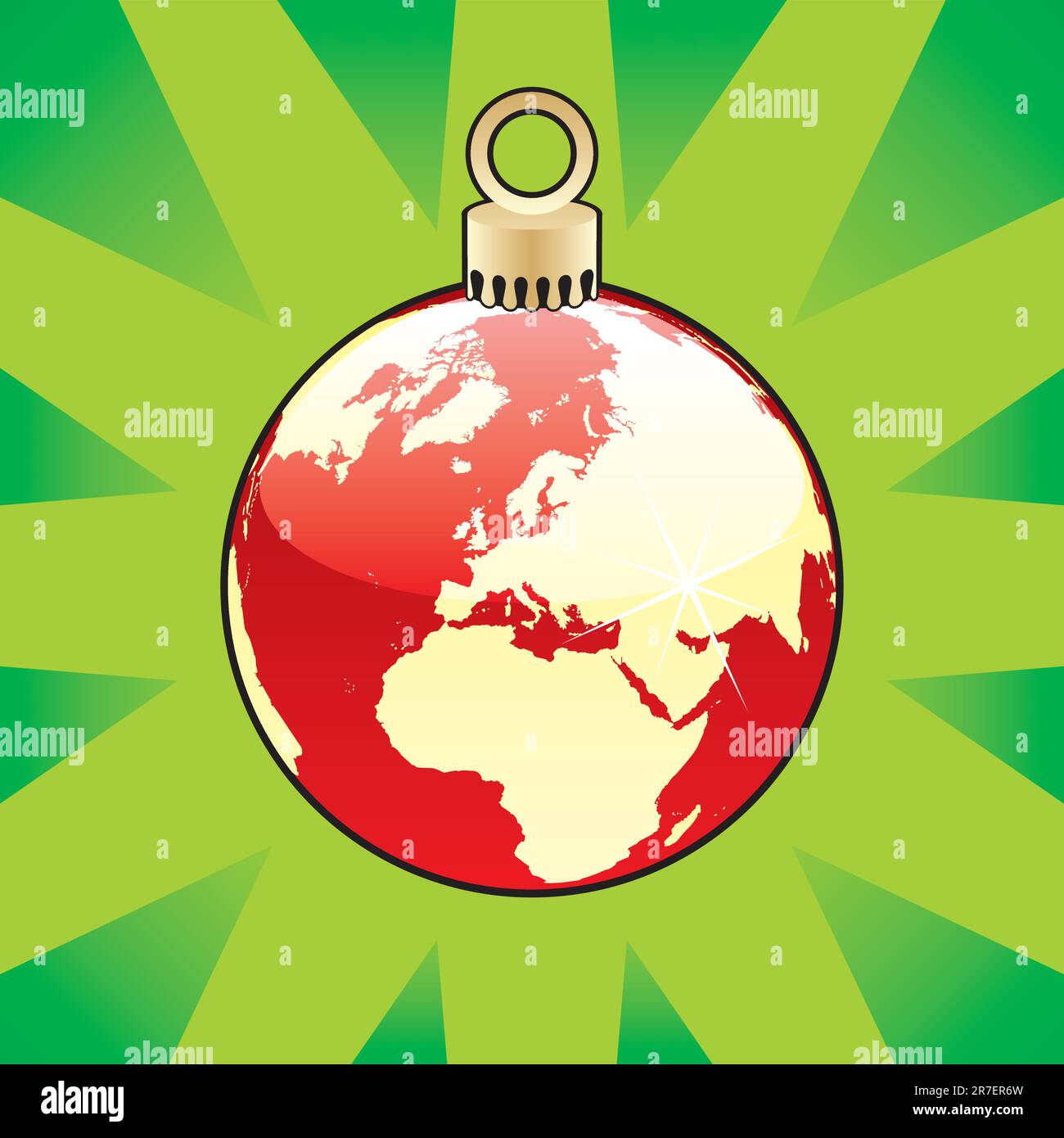 bombilla de navidad de color totalmente editable con diseño de globo mundial Ilustración del Vector