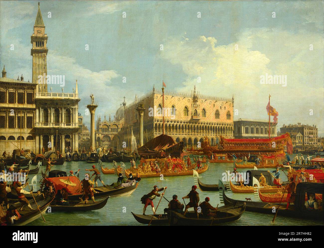 El Bucintore que regresa al Molo en el Día de la Ascensión pintado por el pintor veneciano Giovanni Antonio Canal, comúnmente conocido como Canaletto, en 1727 - 1729 Foto de stock
