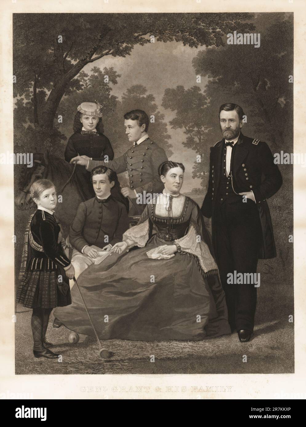 General Grant y su familia 1868 Foto de stock