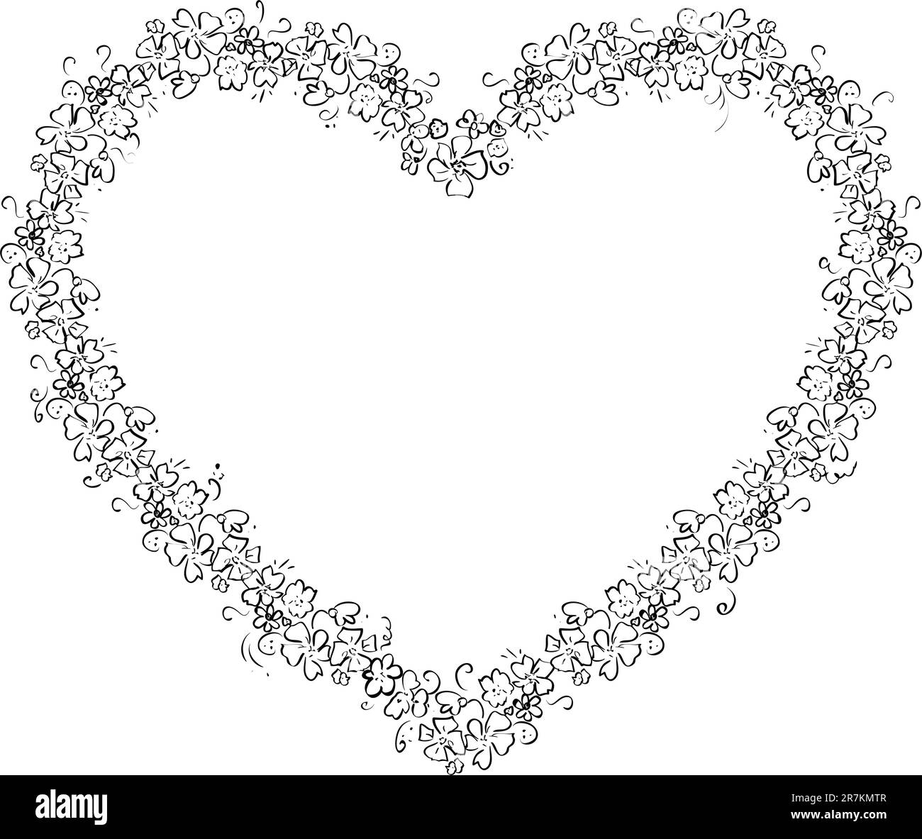 Ilustración vectorial de un corazón de flores Ilustración del Vector