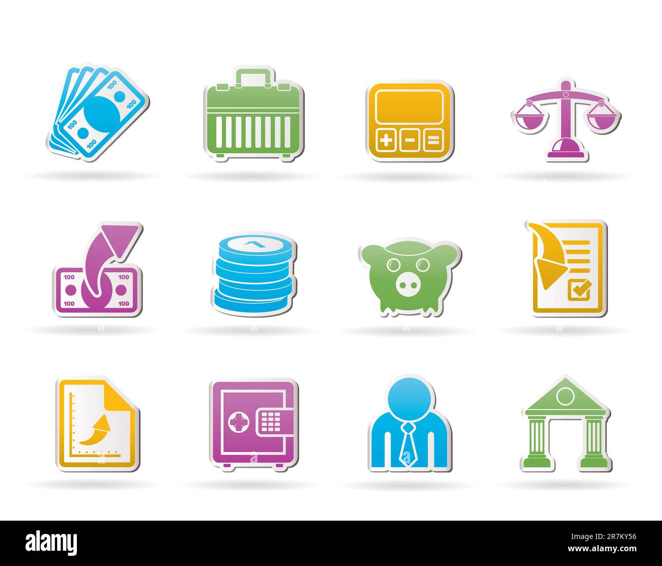 Banco, negocios y finanzas iconos vector - conjunto de iconos Ilustración del Vector