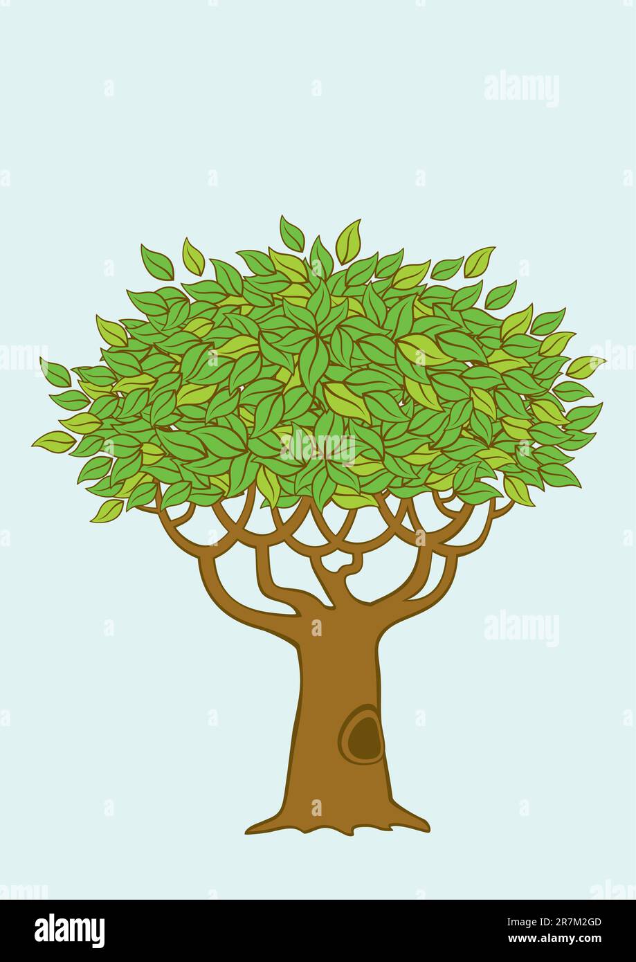 Ilustración de un árbol con follaje verde Ilustración del Vector