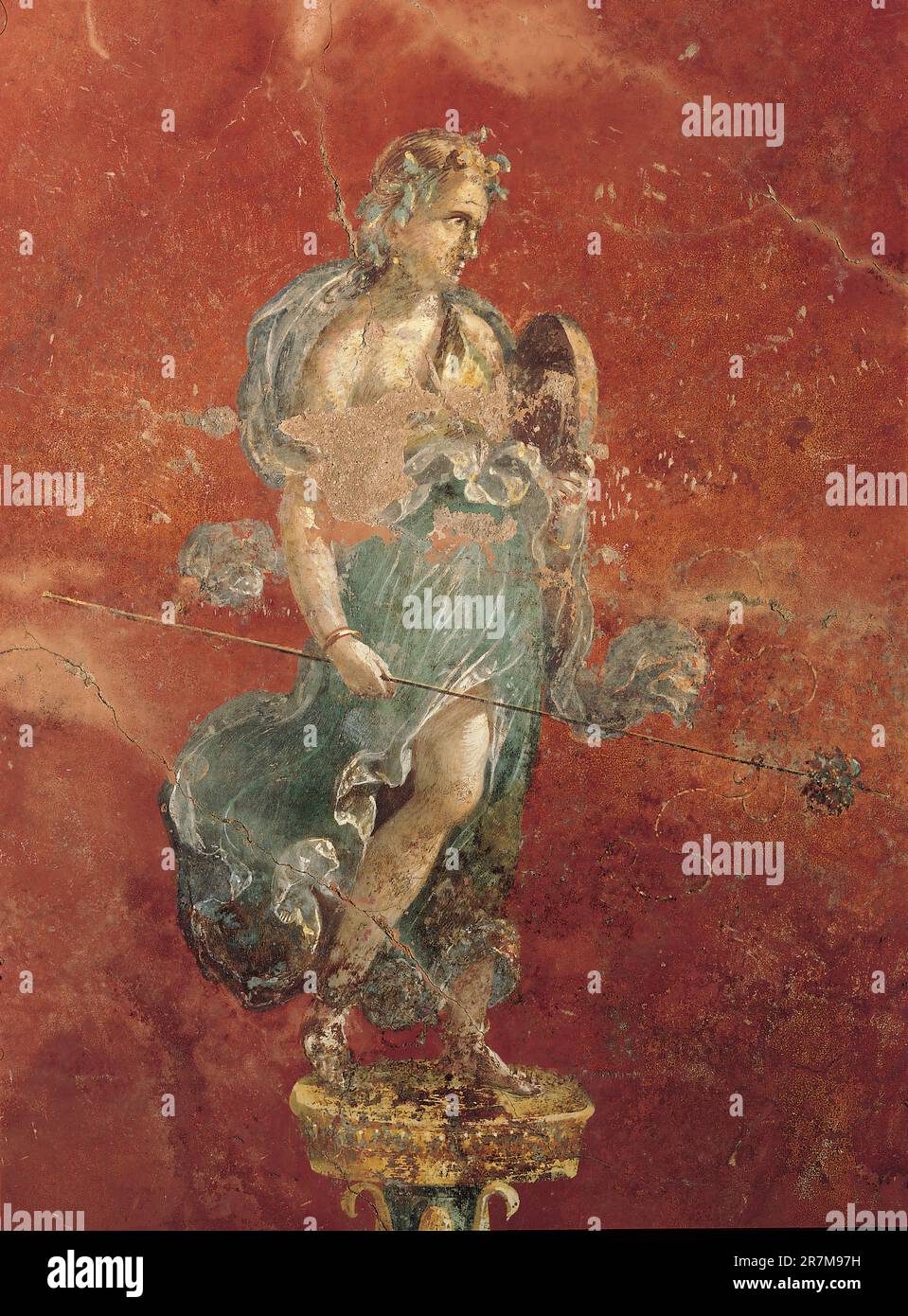 Italia Campania Moregine, triclinium c, pared este Joven Augustiana como Maenad, Pintura mural, 60-79 d.C. Foto de stock