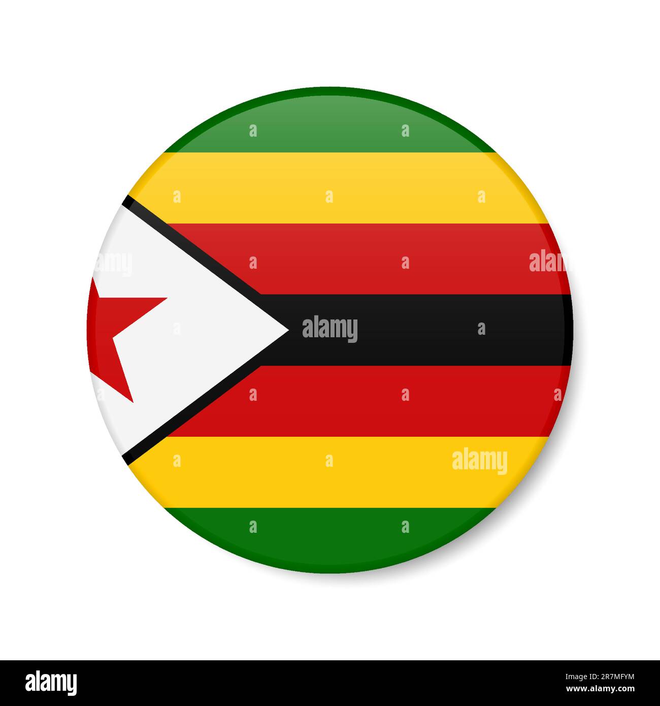 Zimbabwe icono de botón círculo. Bandera de insignia redonda de