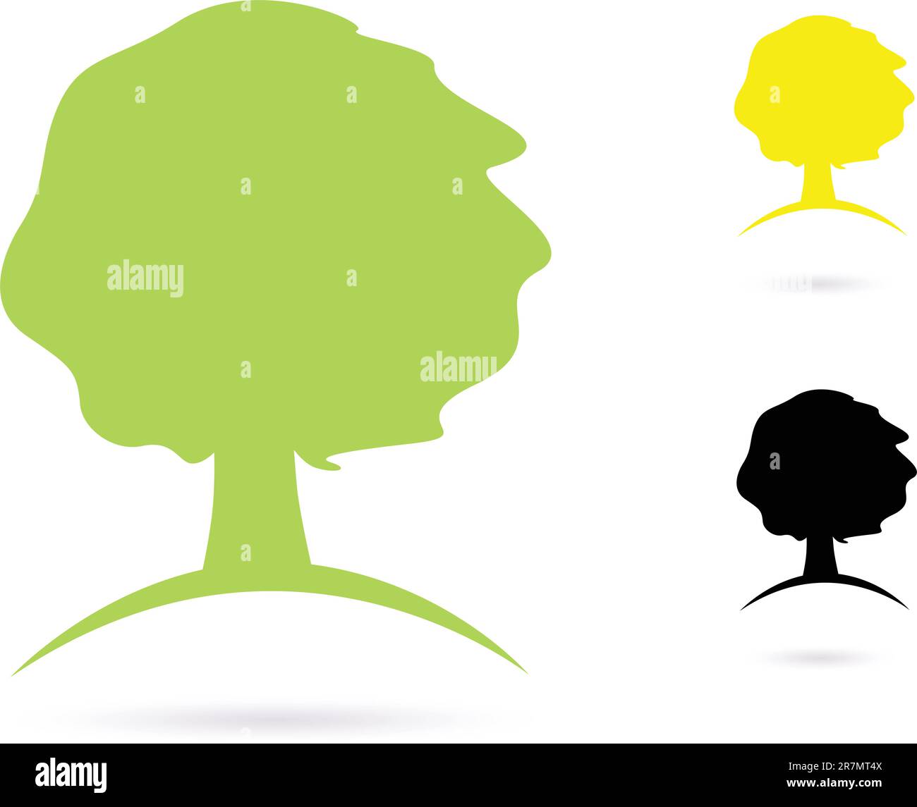Vector natural signo de árbol fuerte o icono - verde, amarillo y negro Ilustración del Vector