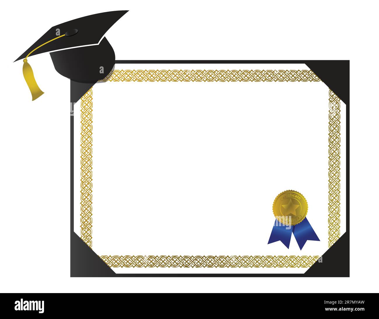 Un diploma de colegio genérico aislados con tapa y borla Ilustración del Vector