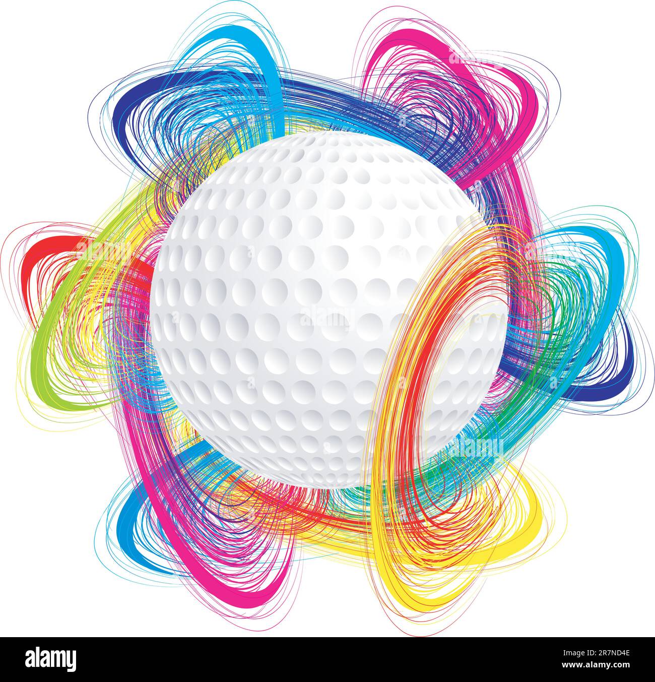 Pelota de golf como el concepto de un torneo internacional Ilustración del Vector