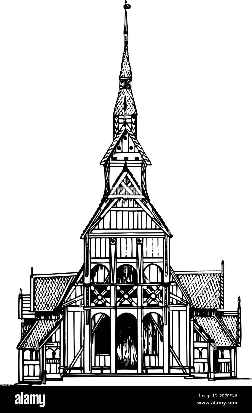 Iglesia aislada en blanco Ilustración del Vector
