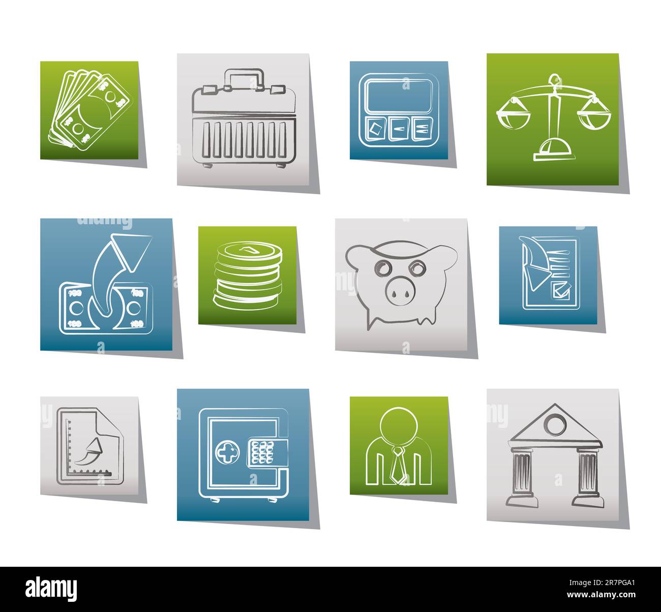 Banco, negocios y finanzas iconos vector - conjunto de iconos Ilustración del Vector