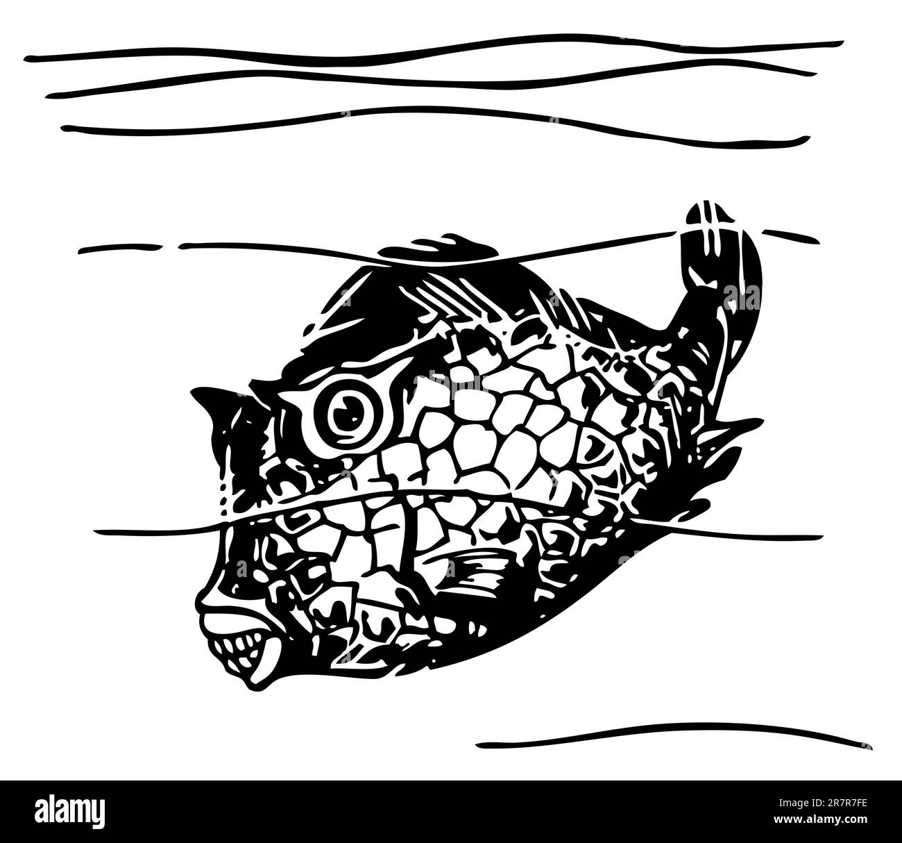 Boxfish amarillo en el agua Ilustración del Vector