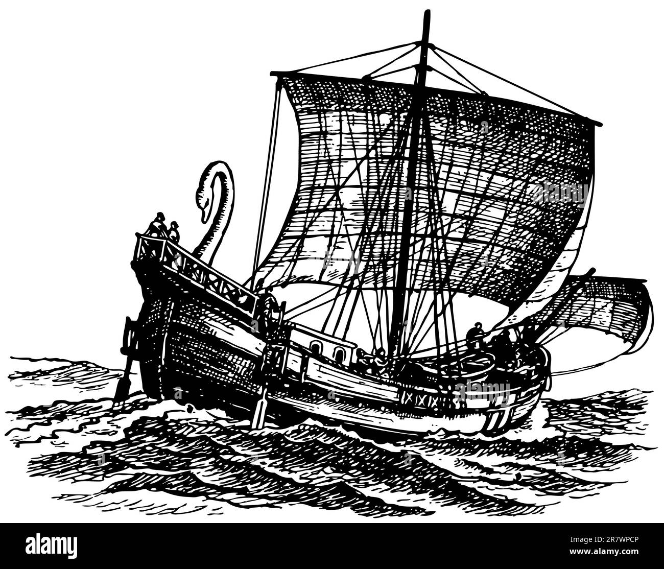 Antiguo barco en el mar Ilustración del Vector