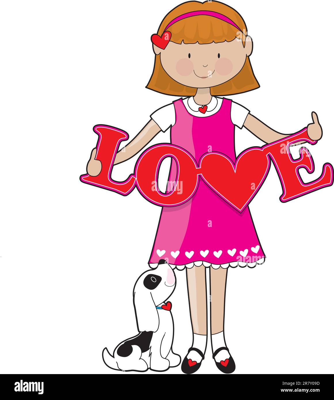 Niña En Traje Rosa Con Un Regalo Aislado Ilustración. Ilustraciones svg,  vectoriales, clip art vectorizado libre de derechos. Image 8887145