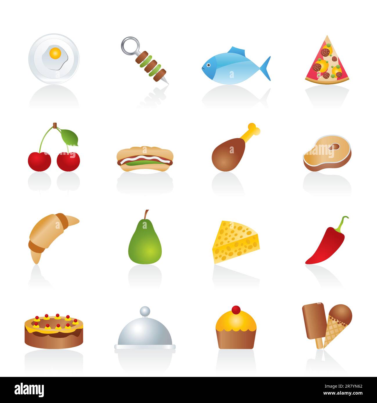 Otro tipo de alimentos iconos vector - conjunto de iconos Ilustración del Vector