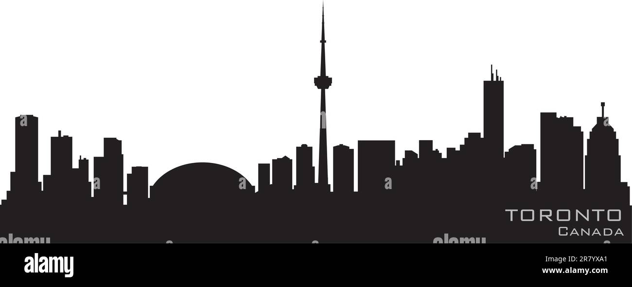 El horizonte de Toronto, Canadá. Silueta vector detallada Ilustración del Vector