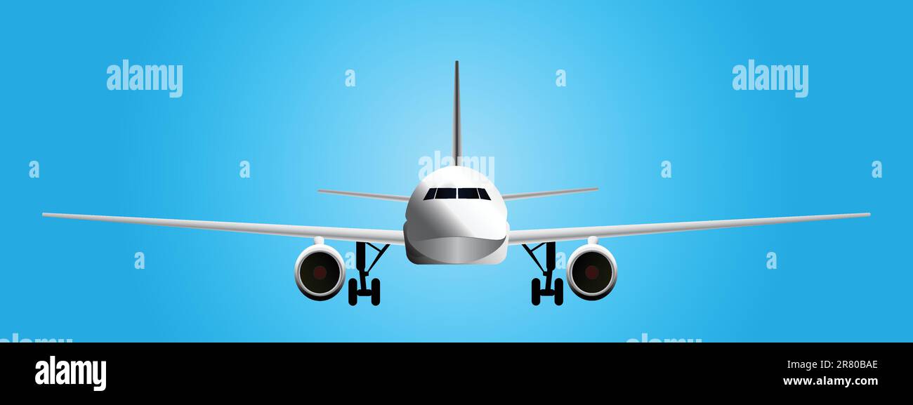 Un avión de pasajeros moderno con el engranaje. Ilustración vectorial. Ilustración del Vector