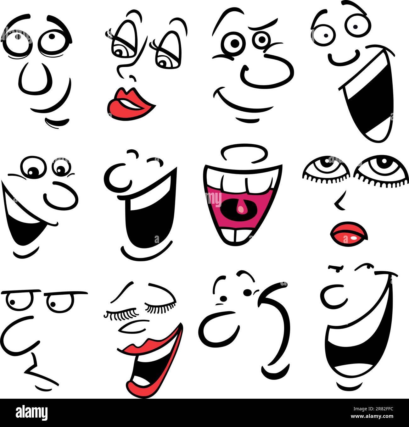 Útiles escolares comunes dibujados con caras de dibujos animados Imagen  Vector de stock - Alamy