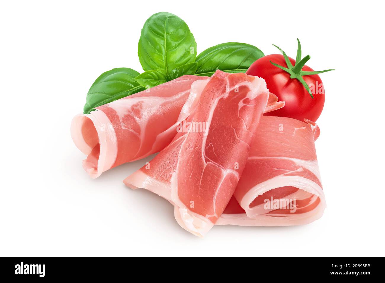 Prosciutto crudo italiano o jamón español. Jamón crudo aislado sobre