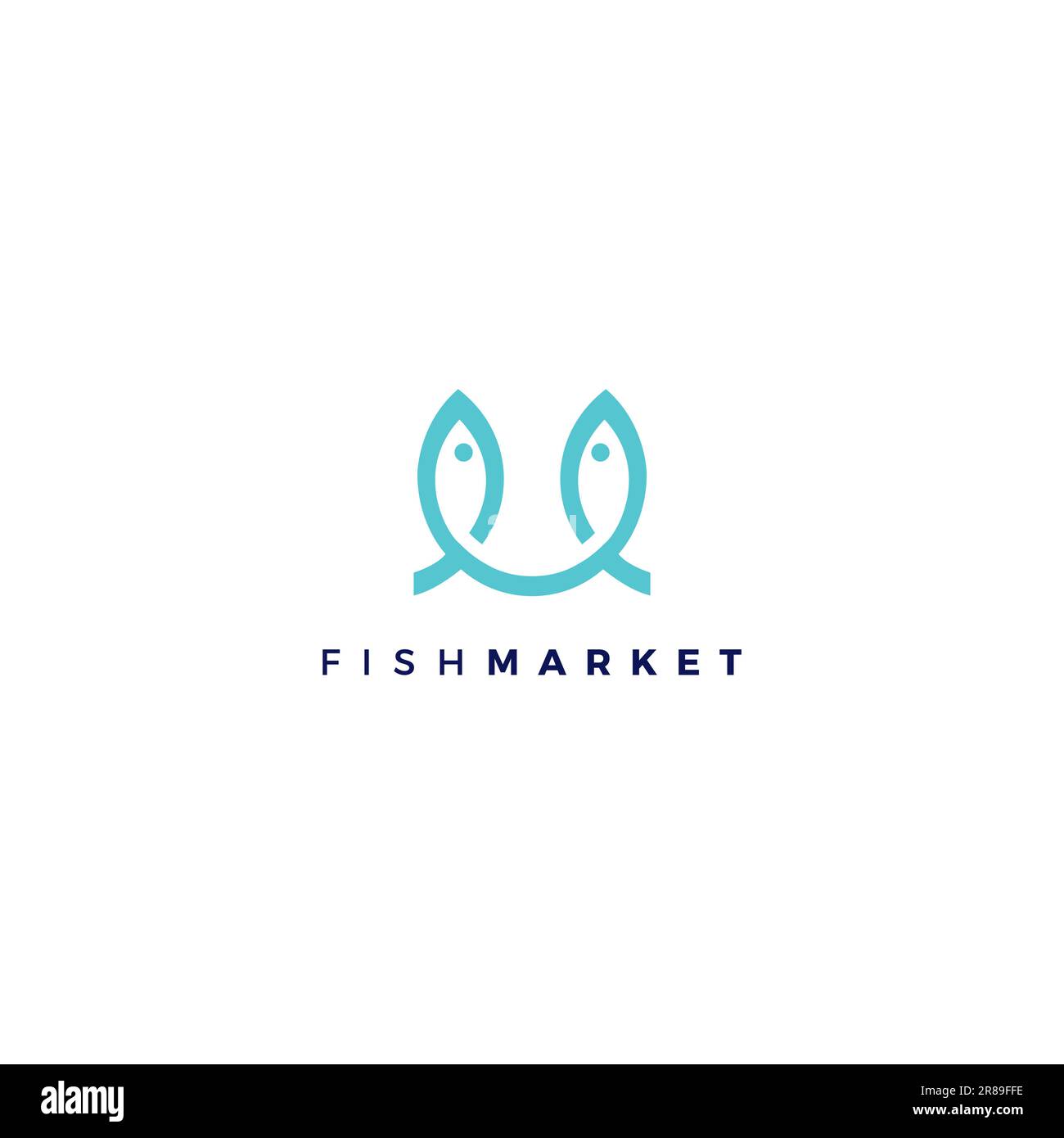 Fish Market Smile Logo. Fish Food Diseño de Logo Ilustración del Vector