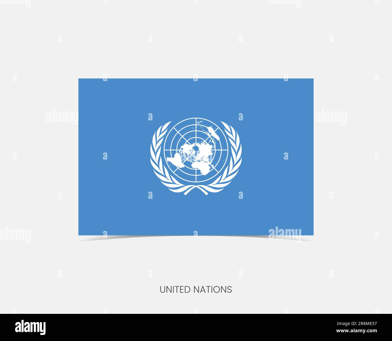Icono de la bandera del rectángulo de las Naciones Unidas con la sombra. Ilustración del Vector