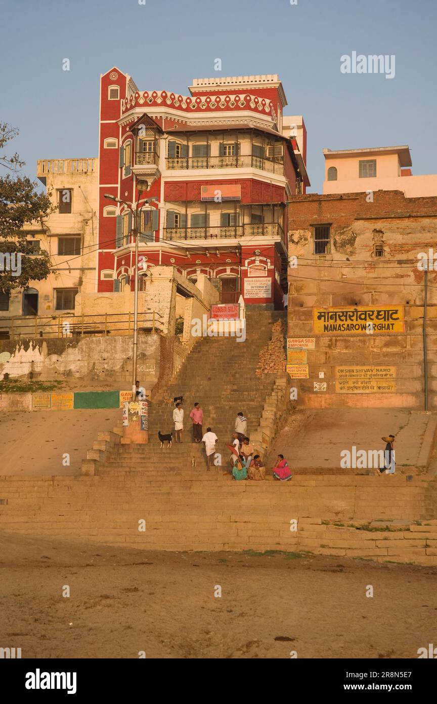 Manasarowar ghat, Varanasi, Benares, Uttar Pradesh, INDIA Foto de stock