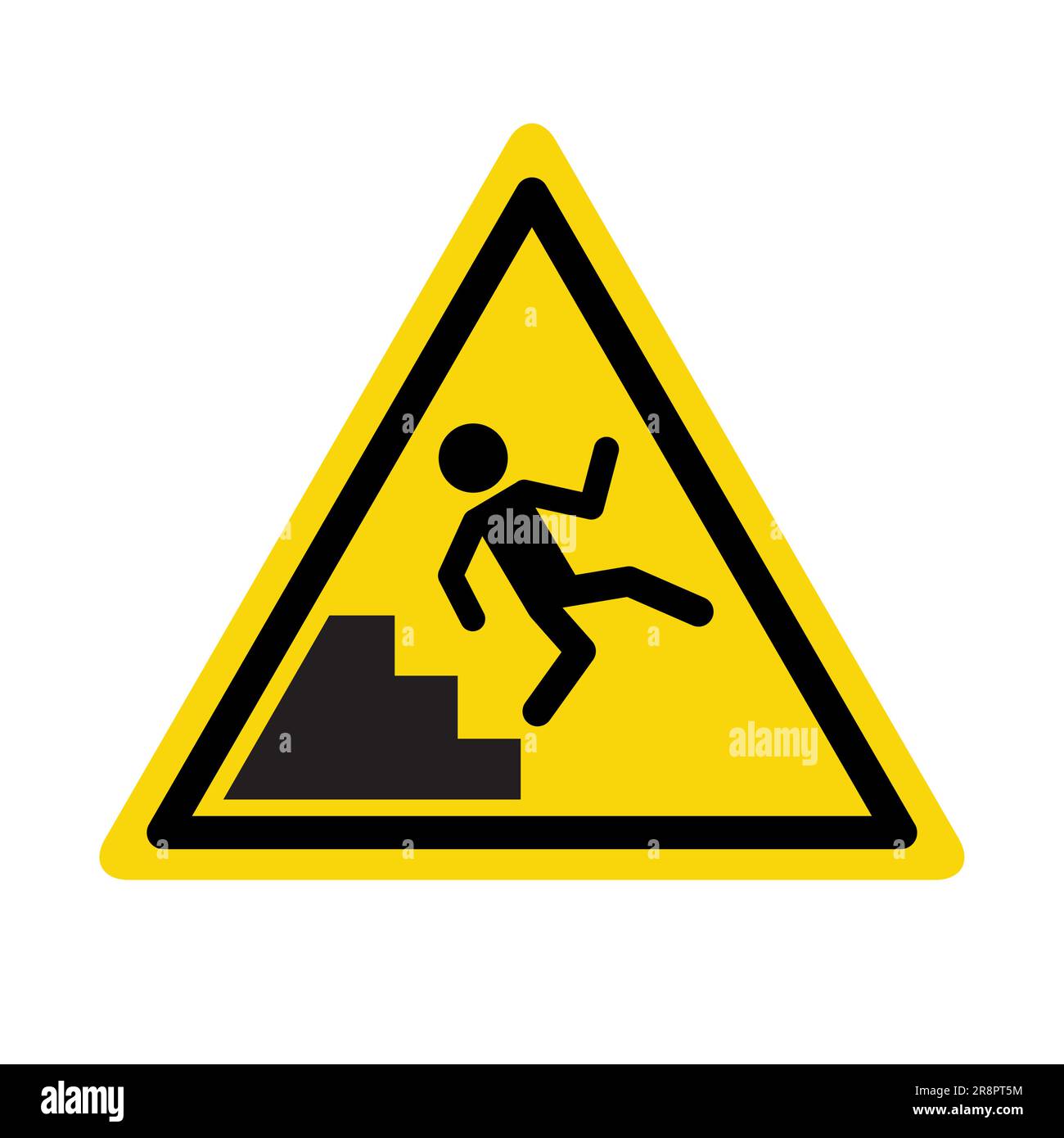 Icono de la señal de seguridad resbaladiza de caída hacia abajo. Vector