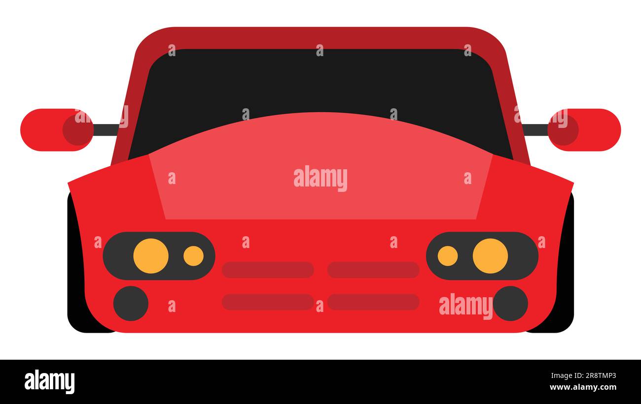 Vista frontal del coche rojo. ilustración vectorial Ilustración del Vector