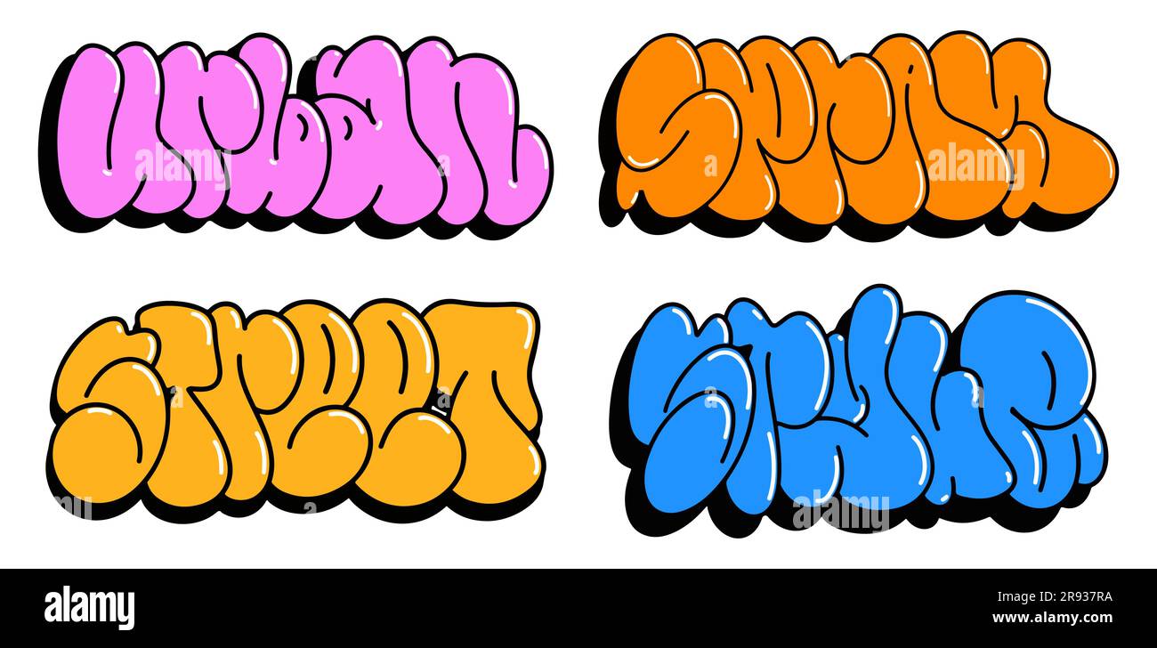 fondo multicolor, letras de graffiti, inscripciones de colores
