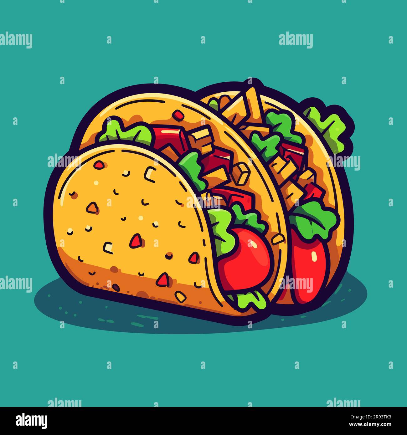 Taco mexicano. Tacos ilustración dibujada a mano. Vector doodle estilo