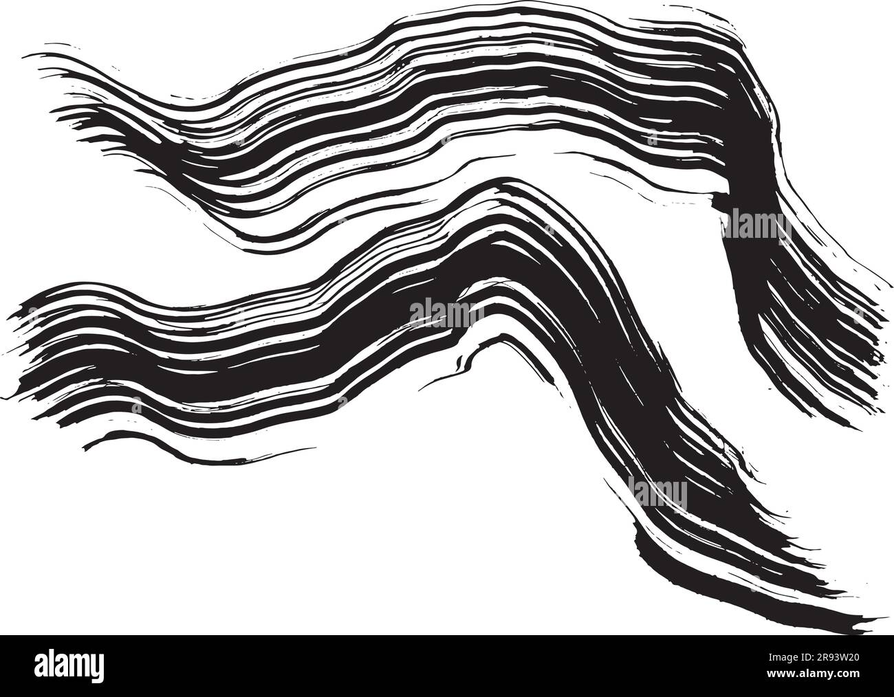 Textura de tinta ondulada de pincel seco Imagen Vector de stock