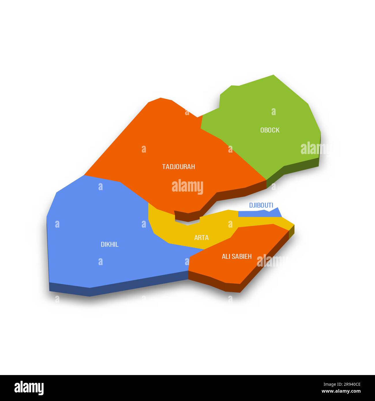 Yibuti Mapa político de las divisiones administrativas regiones