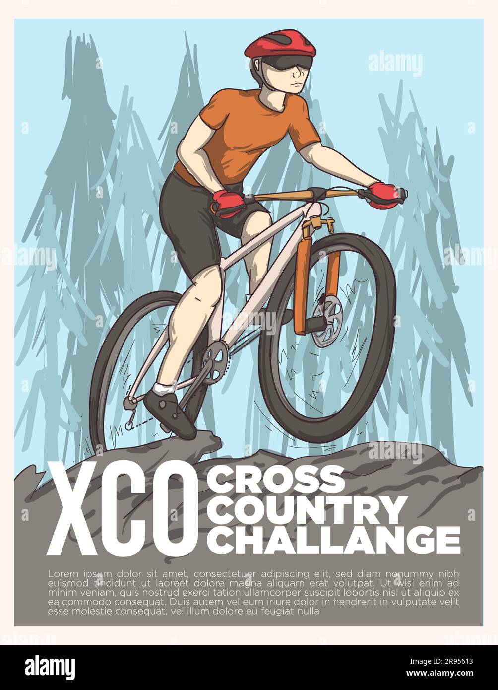 Cross country XCO ciclismo evento cartel ilustración vectorial Ilustración del Vector