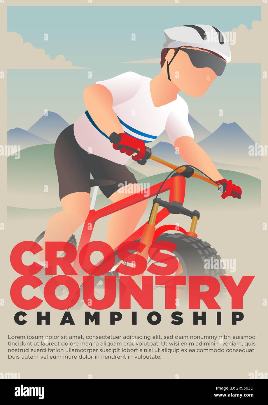 Cross country XCO ciclismo evento vintage estilo cartel ilustración vectorial Ilustración del Vector